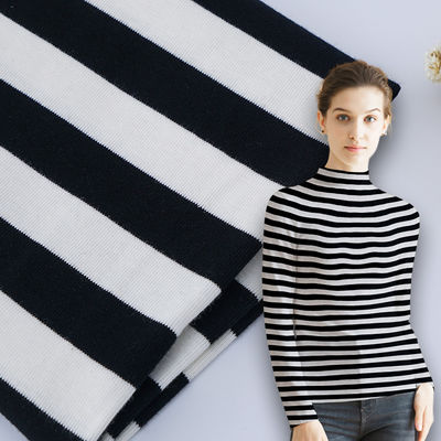Good price Striped Cotton Interlock Knit Fabric Combed Breathable Stretch Texture online