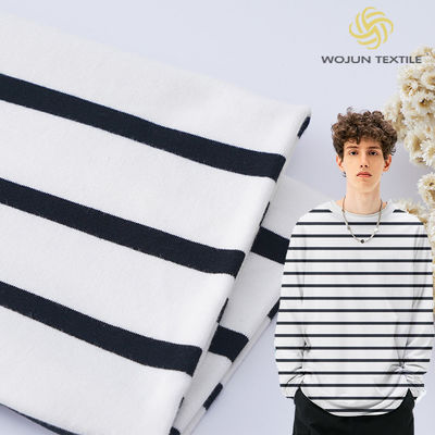 Good price Durable Cotton French Terry Fabric 225g 32S Double Yarn Striped Lycra Texture online