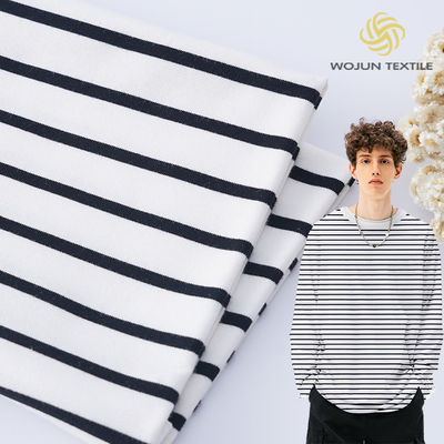 Good price Twill Knitted Organic Terry Fabric , 40S Lycra Cotton Striped Fabric online