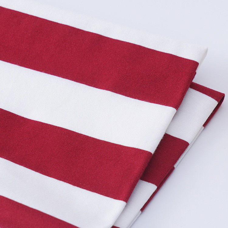 Customized Striped Rib Knit Fabric , Moisture Wicking 170g Colored Cotton Fabric