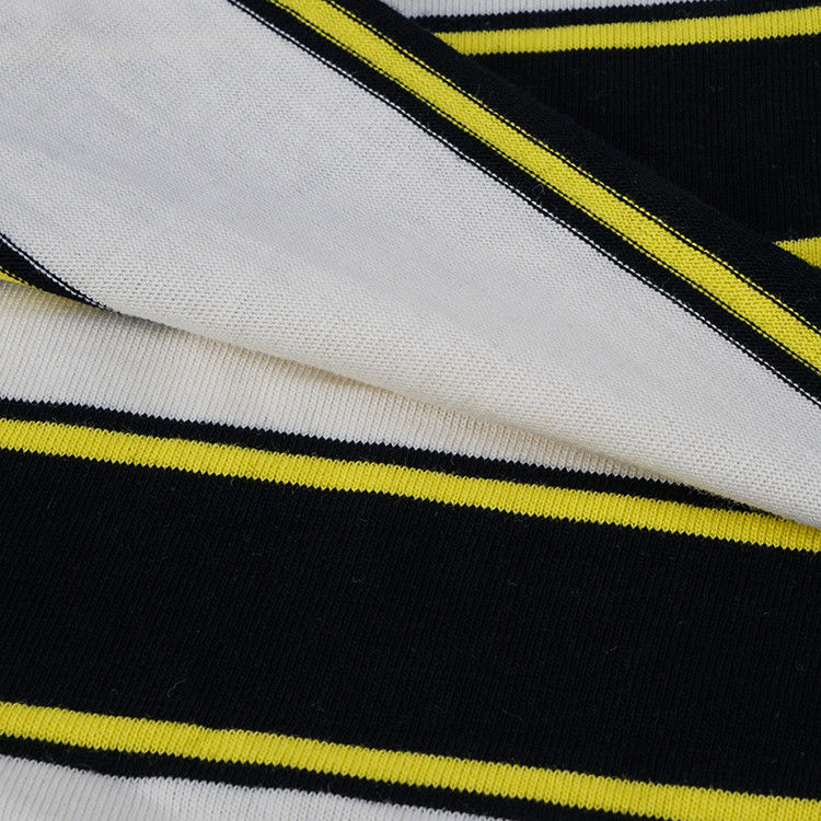 Plain Yarn Dyed Cotton Fabric , Striped Double Knit Fabric For Long Sleeved Shirt