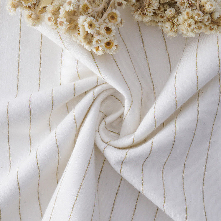 Gold And Silver Thread Pure Cotton Soft And Refreshing Single Jersey Fabric For T-Shirt
