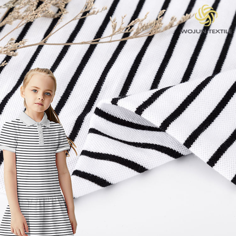 Breathable Striped Cotton Fabric Multi Color Sweat Absorbing For Polo Shirt