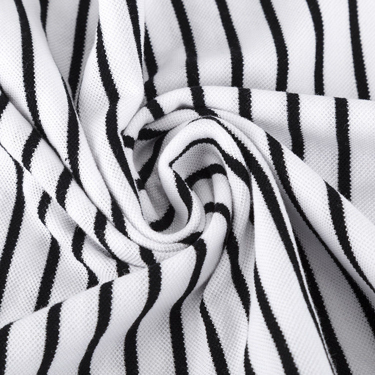 Breathable Striped Cotton Fabric Multi Color Sweat Absorbing For Polo Shirt