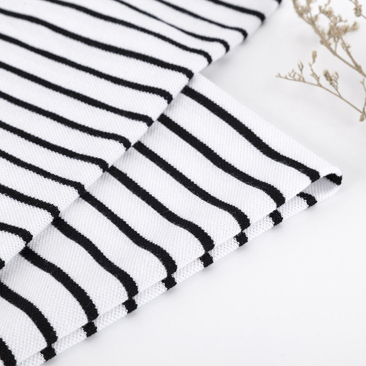 Breathable Striped Cotton Fabric Multi Color Sweat Absorbing For Polo Shirt