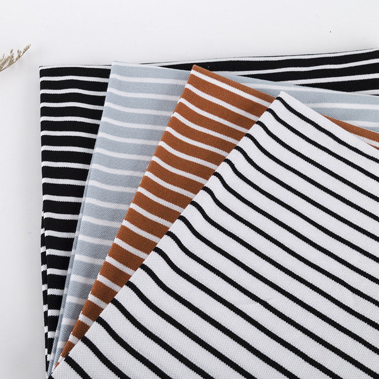 Breathable Striped Cotton Fabric Multi Color Sweat Absorbing For Polo Shirt