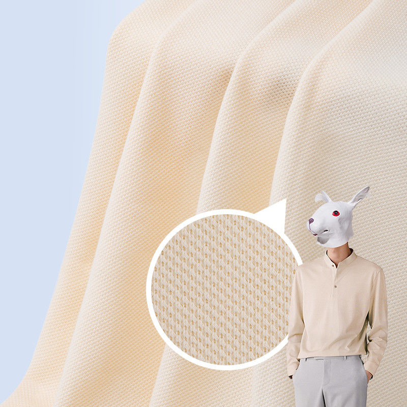 Double Yarn Cotton Pique Fabric Wrinkle Resistant Pure Color T Shirt Material