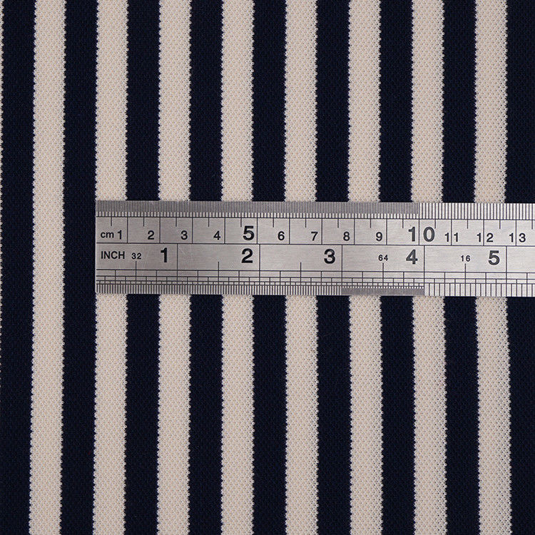 Plain Black And White Striped Knit Fabric 210cm Organic Yarn Dyed Knit Material