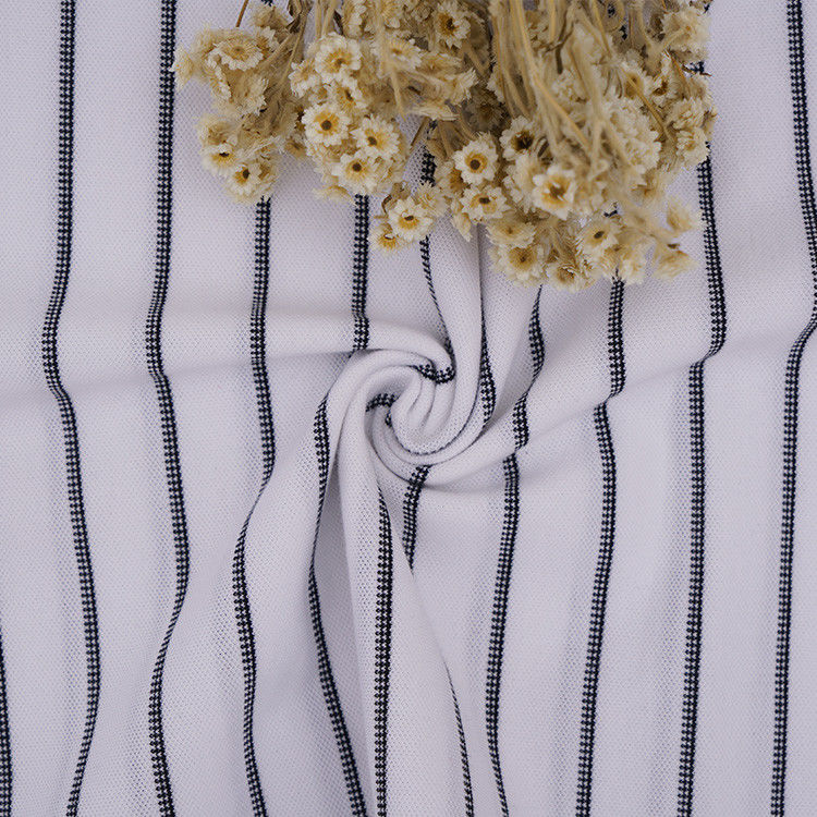 Sweat Absorbing Cotton Pique Fabric 40S Soft Lycra Yarn Dyed T Shirt Material