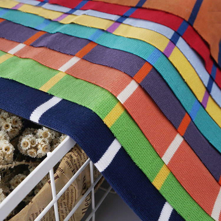 21S Yarn Dyed Stripe Knit Fabric Soft Lycra Cotton Cloth For Home Textile