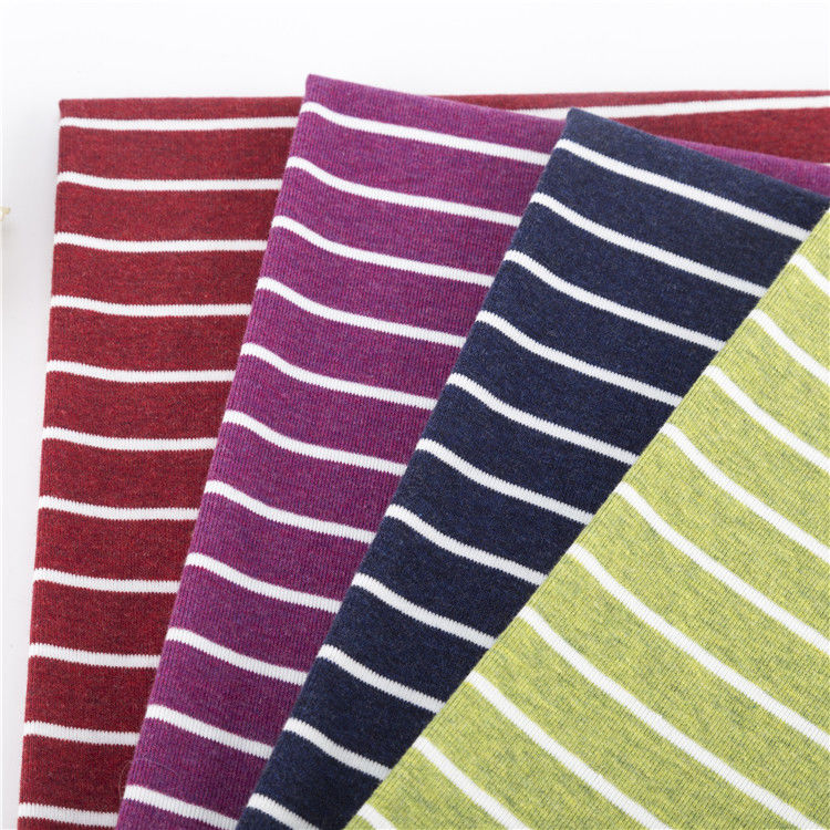 Yarn Dyed Cotton Interlock Fabric Colored Stretch Ribbed Material 1*1