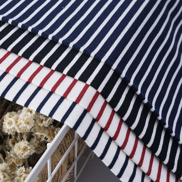Pure Cotton Sweat Absorbing Striped Knit Fabric For T - Shirt Breathable And Healthy