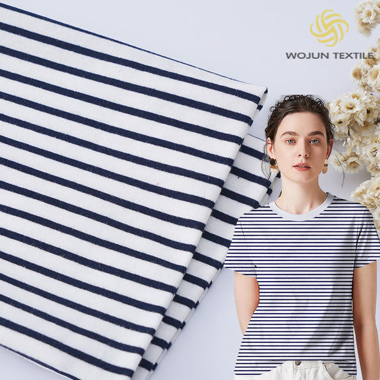 Pure Cotton Sweat Absorbing Striped Knit Fabric For T - Shirt Breathable And Healthy