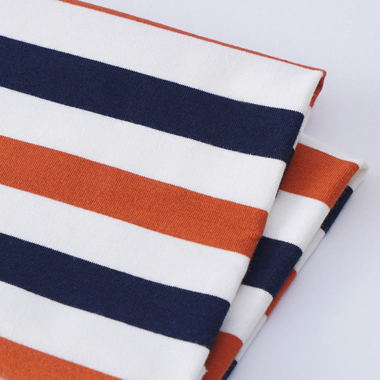 Compact Weaving Cotton French Terry Fabric Striped Type For Apparel