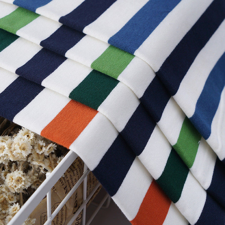 Compact Weaving Cotton French Terry Fabric Striped Type For Apparel