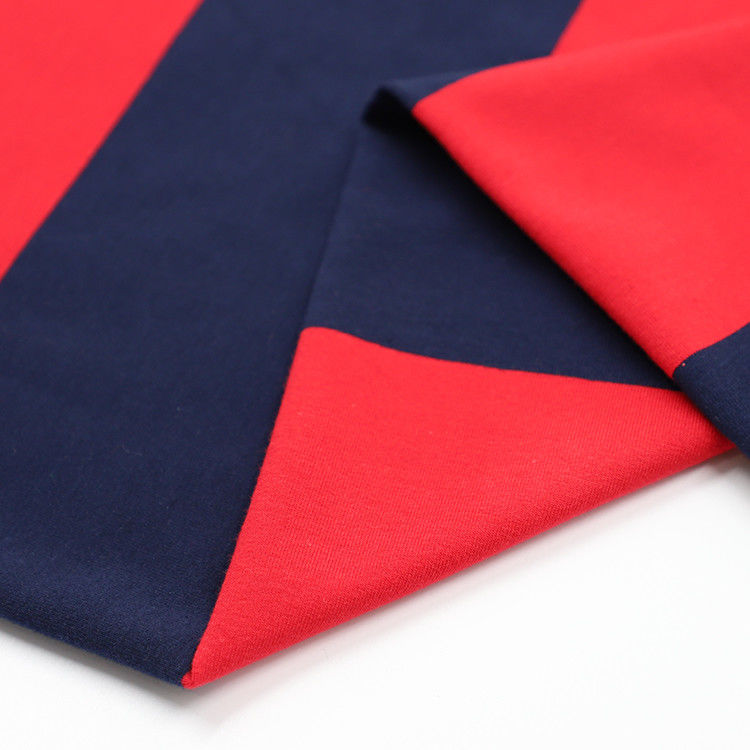 Skin Friendly Striped Stretch Fabric 175gsm Knit Combed Cotton Fabric For T - Shirt
