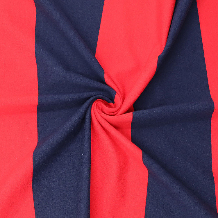 Skin Friendly Striped Stretch Fabric 175gsm Knit Combed Cotton Fabric For T - Shirt