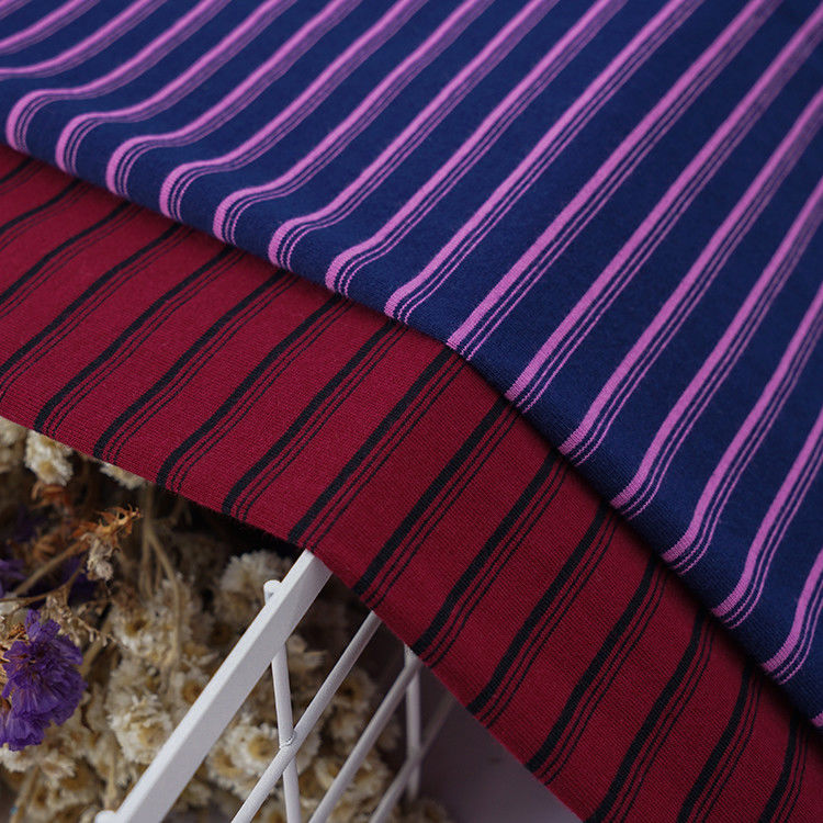 Soft Pure Cotton Plain Weave Striped Material Fabric For Polo Shirt Skin Friendly