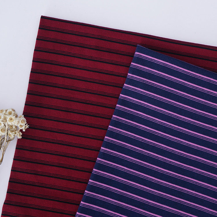 Soft Pure Cotton Plain Weave Striped Material Fabric For Polo Shirt Skin Friendly