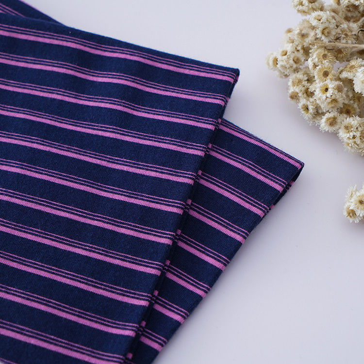 Soft Pure Cotton Plain Weave Striped Material Fabric For Polo Shirt Skin Friendly
