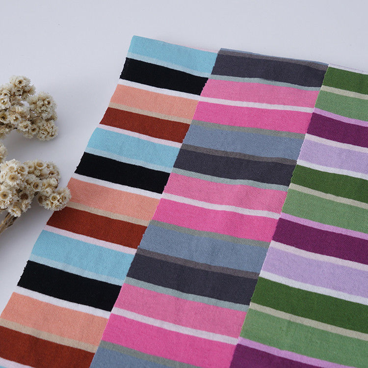 Absorb Sweat And Refresh Striped Cotton Fabric For T - Shirt High Durability