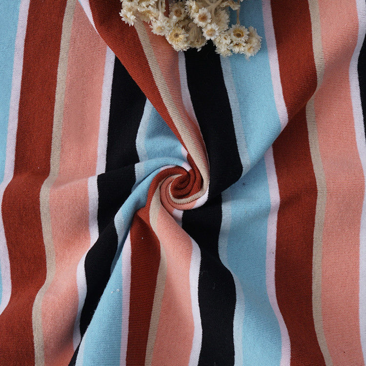Absorb Sweat And Refresh Striped Cotton Fabric For T - Shirt High Durability