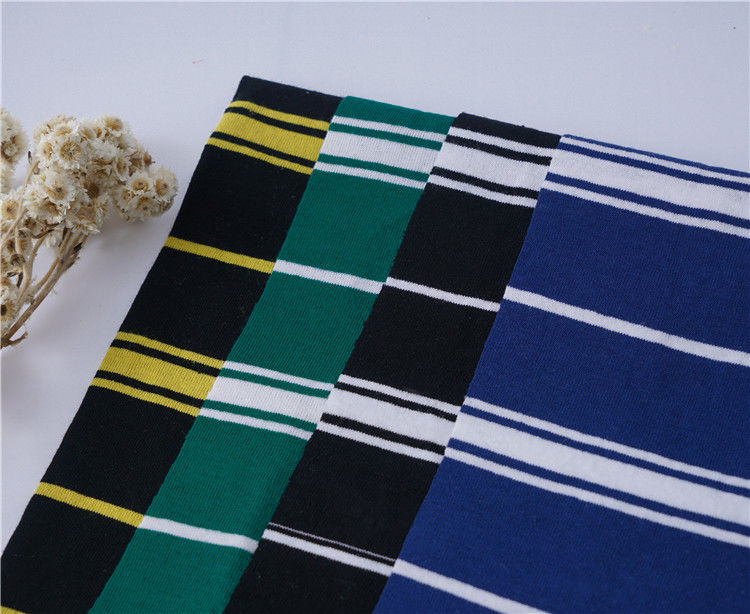 Durable Plain Cotton Sweat Absorbent Striped Material Fabric For T - Shirt Tear Resistant