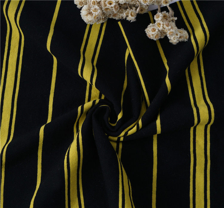 Durable Plain Cotton Sweat Absorbent Striped Material Fabric For T - Shirt Tear Resistant