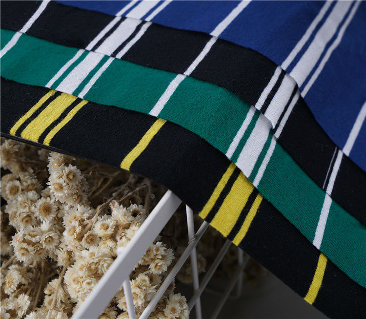 Durable Plain Cotton Sweat Absorbent Striped Material Fabric For T - Shirt Tear Resistant