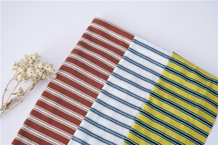 Good Texture Ramie Striped Cotton Jersey 190gsm Knit Combed Cotton Fabric For Casual Shirt