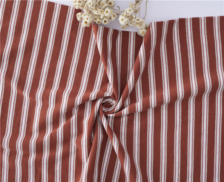 Good Texture Ramie Striped Cotton Jersey 190gsm Knit Combed Cotton Fabric For Casual Shirt