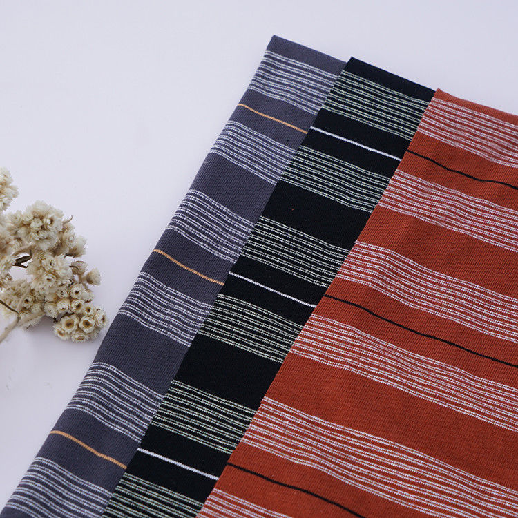 Breathable Pure Cotton And Linen Sweat Absorbent Striped Material Fabric For T - Shirt