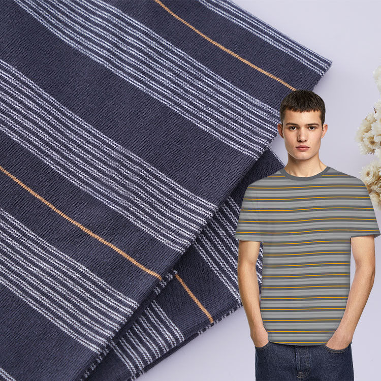 Breathable Pure Cotton And Linen Sweat Absorbent Striped Material Fabric For T - Shirt