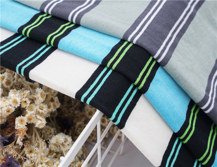 Strong Sweat Absorption Pure Cotton And Linen Single Jersey Striped Material Fabric For Polo Shirt