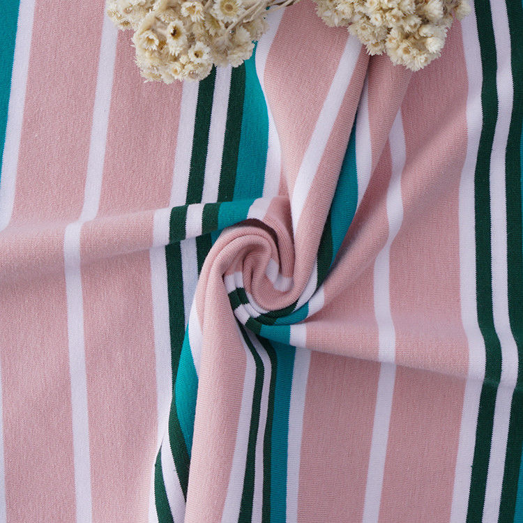 Moisture-Absorbent And Breathable ​And And  Lycra Cotton Striped Cotton Fabric For T-Shirt