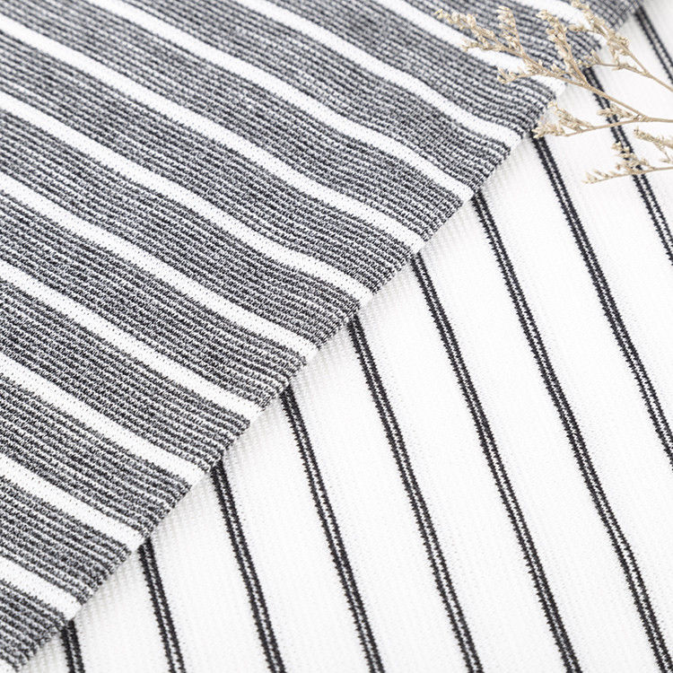 Not Easy To Pill Soft Striped Cotton Fabric Refreshing Single Jersey For Tcasual Wear