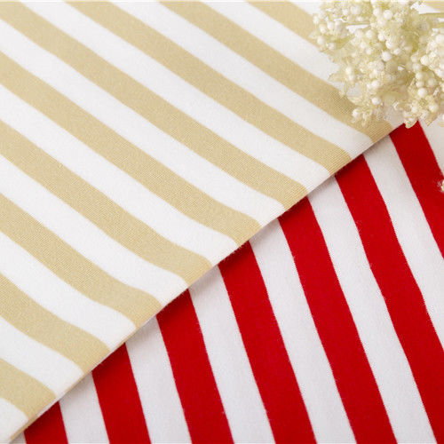 Wear Resistant Easy To Dry Striped Material Fabric Knit Style For T Shirt