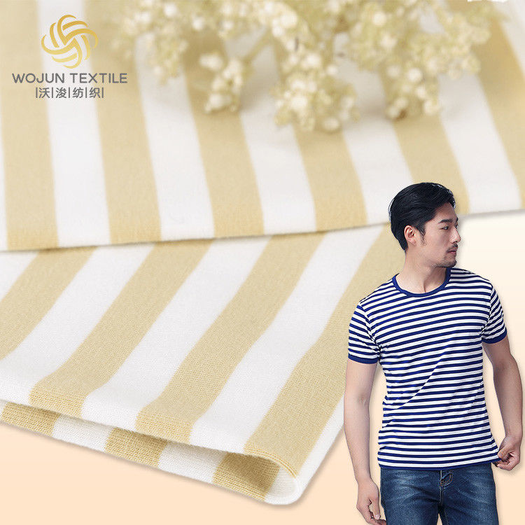 Wear Resistant Easy To Dry Striped Material Fabric Knit Style For T Shirt