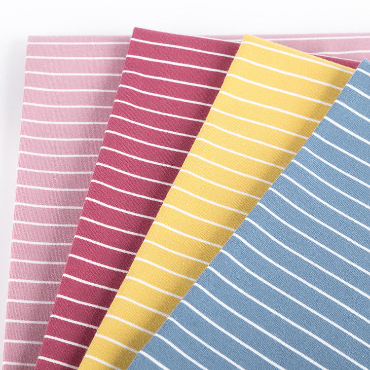 Fashionable Comfortable Plain Jersey Striped Cotton Fabric For T - Shirt Skin Friendly