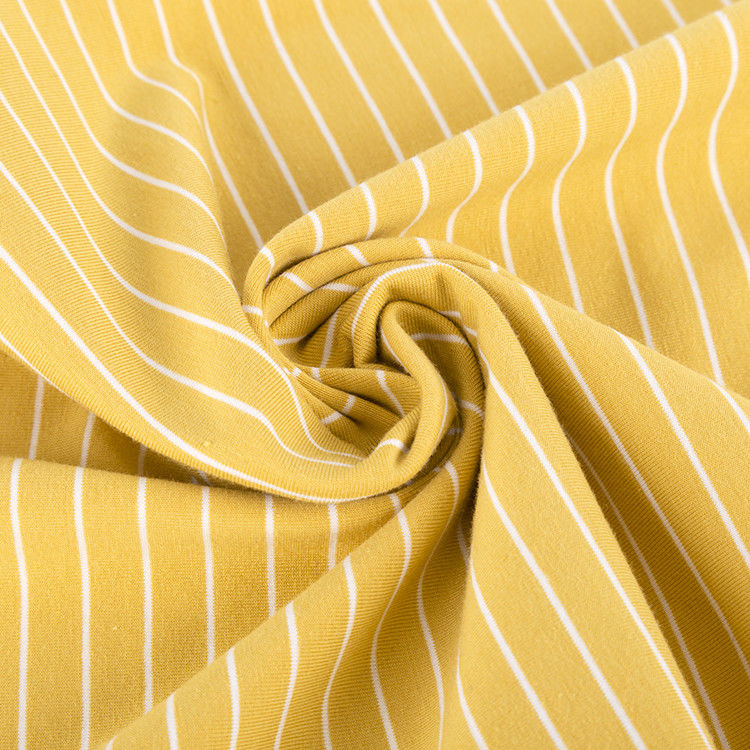 Fashionable Comfortable Plain Jersey Striped Cotton Fabric For T - Shirt Skin Friendly