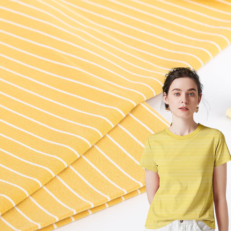 Fashionable Comfortable Plain Jersey Striped Cotton Fabric For T - Shirt Skin Friendly