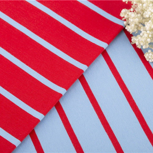 Breathable Moisture Absorbent Striped Cotton Fabric Comfortable Texture For T Shirt