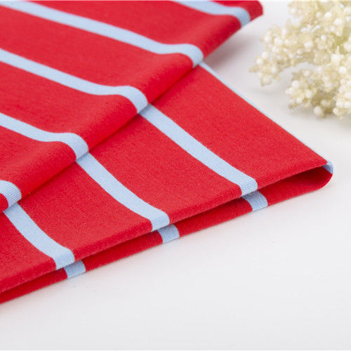 Breathable Moisture Absorbent Striped Cotton Fabric Comfortable Texture For T Shirt