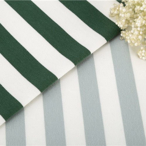 Elasticity Fashionable Bright Color Green Striped Cotton Fabric For French Terry