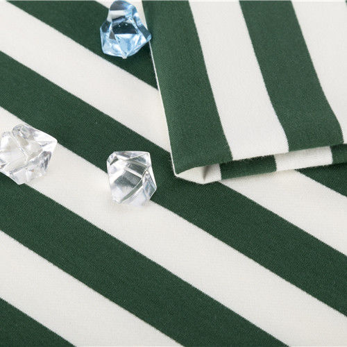 Elasticity Fashionable Bright Color Green Striped Cotton Fabric For French Terry