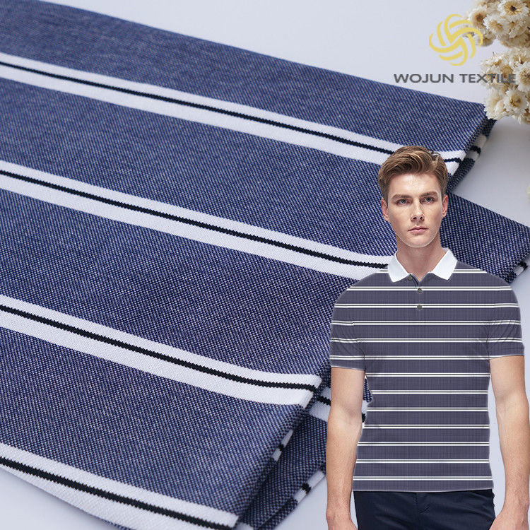 Natural Feeling And Good Texture Comfortable Striped Knit Fabric For Polo Shirt