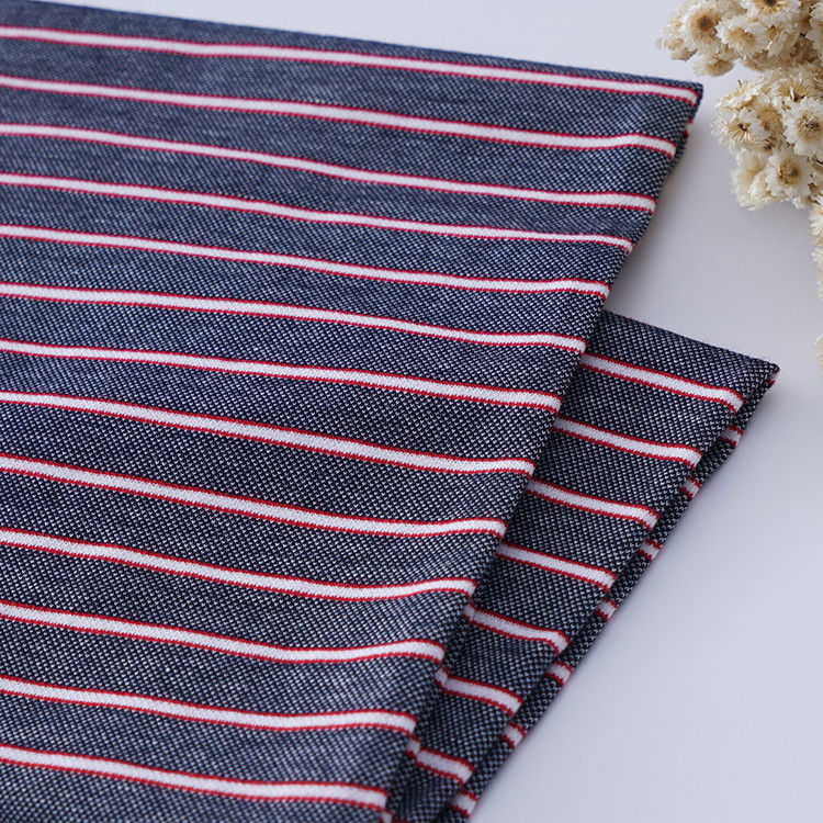 Durable And Good Texture Cotton Feel Haelthy Striped Knit Fabric For T-Shirt