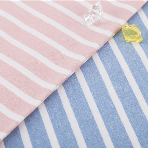 Clear Texture And Stylish High Quality Cotton Feel Striped Knit Fabric For T-Shirt