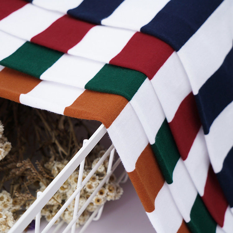 High-End Fabric Breathable And Pure Cotton Comfortable Striped Cotton Fabric For T-Shirt
