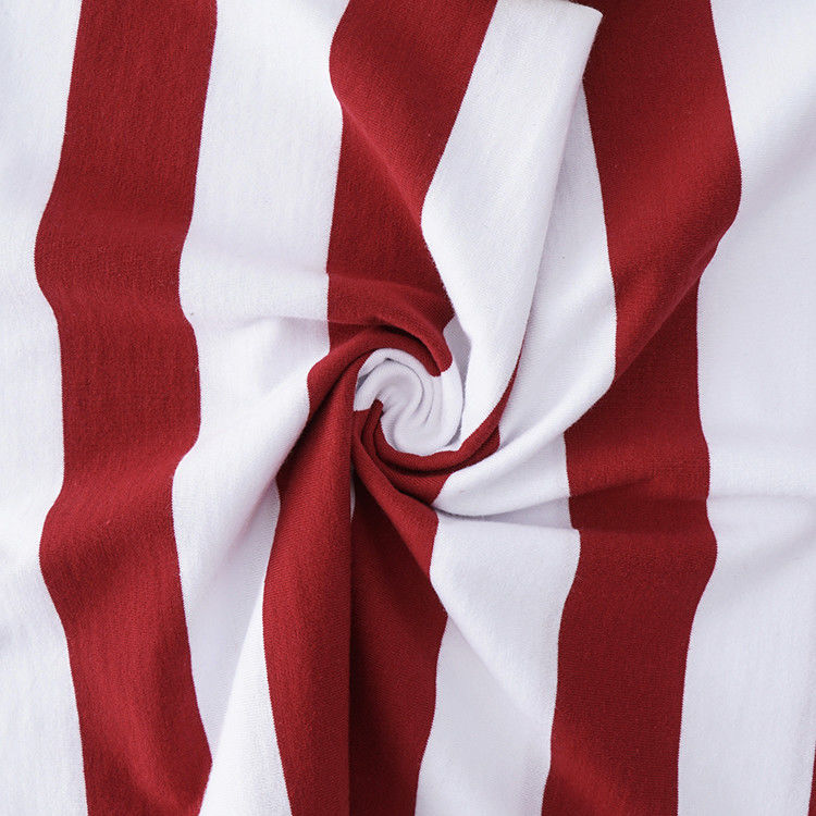 High-End Fabric Breathable And Pure Cotton Comfortable Striped Cotton Fabric For T-Shirt